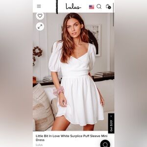 NWT Lulus white puff sleeve dress